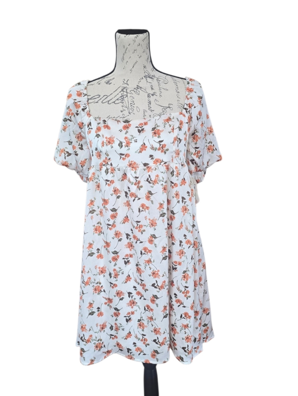 Altar'd State White Orange Floral Baby Doll Dress M